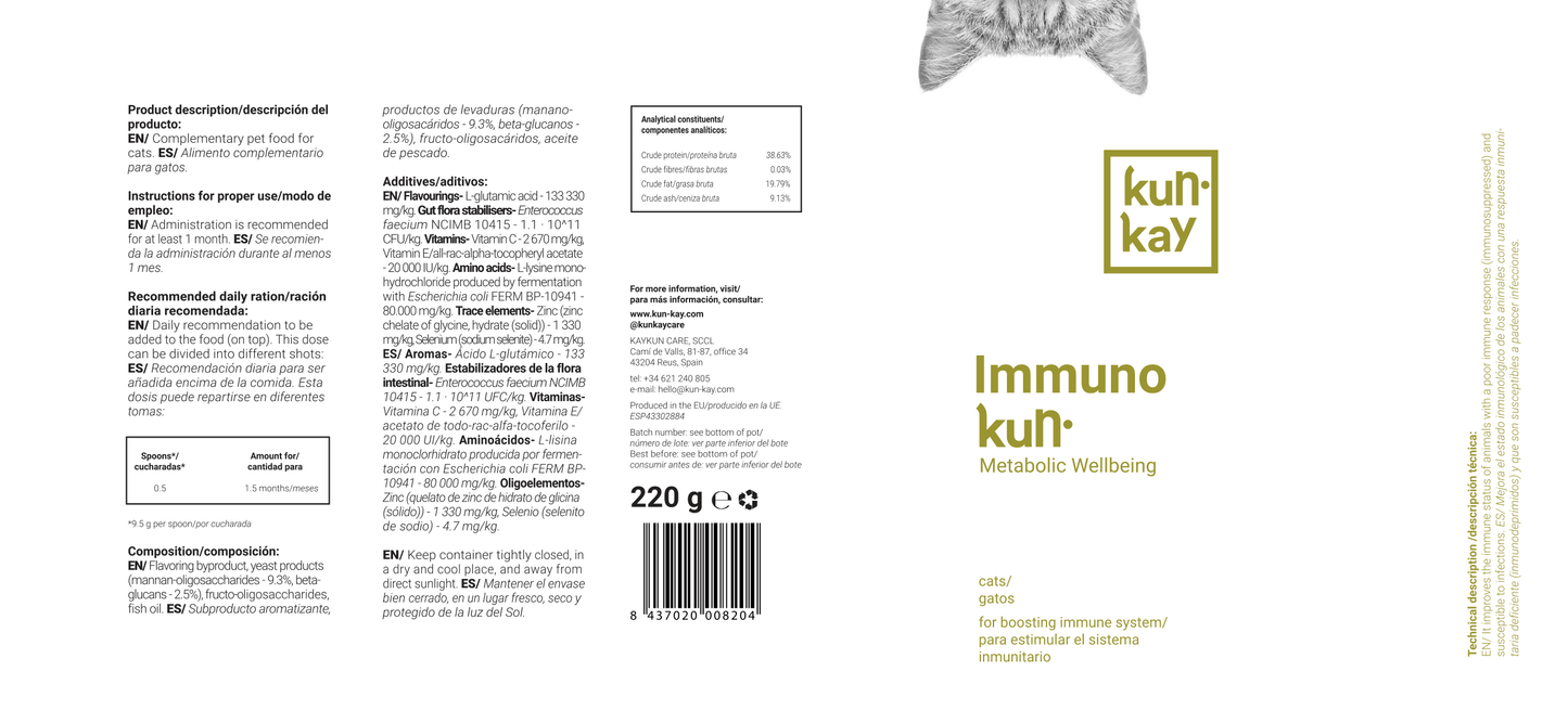 Immunokun Katzen (220 g) Ergänzung zur Stärkung der Abwehrkräfte