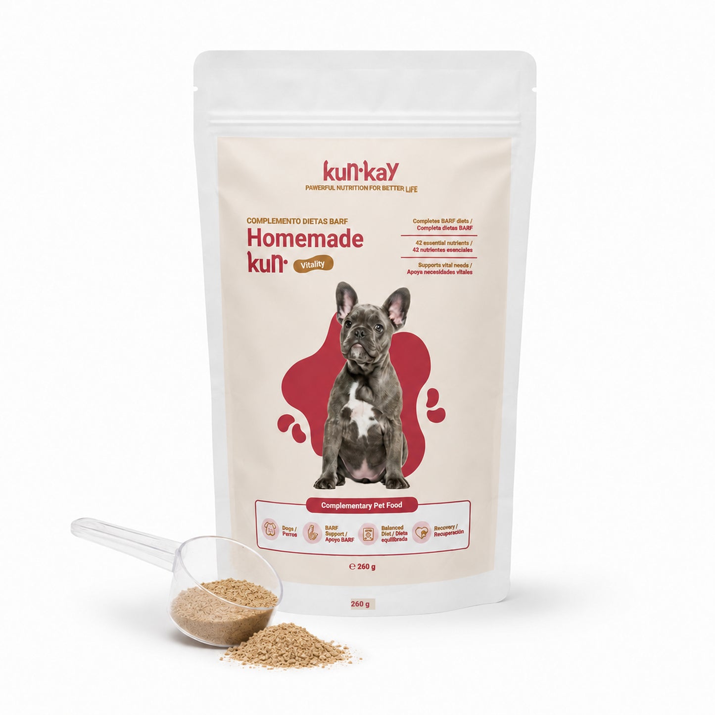 Homemadekun Gossos (260 g) Suplement nutricional amb Vitamines i Minerals