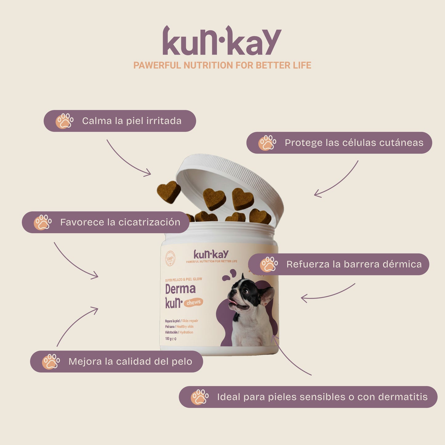 Dermakun Chews Perros - Suplemento para la salud de la Piel y el Pelo