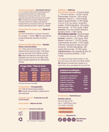 Dermakun Perros (260 g) Suplemento para cuidar la Piel y Pelo