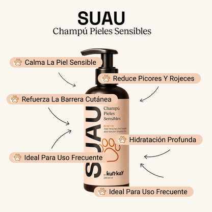 SUAU - Champú Pieles Sensibles Aloe Vera para perros y gatos 250 ml