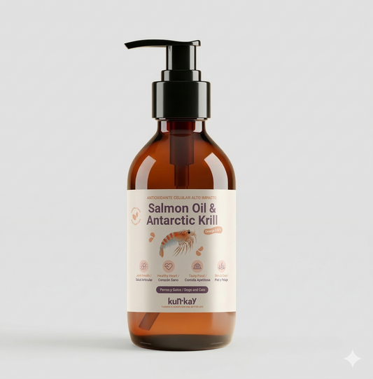 Olio di salmone e krill antartico