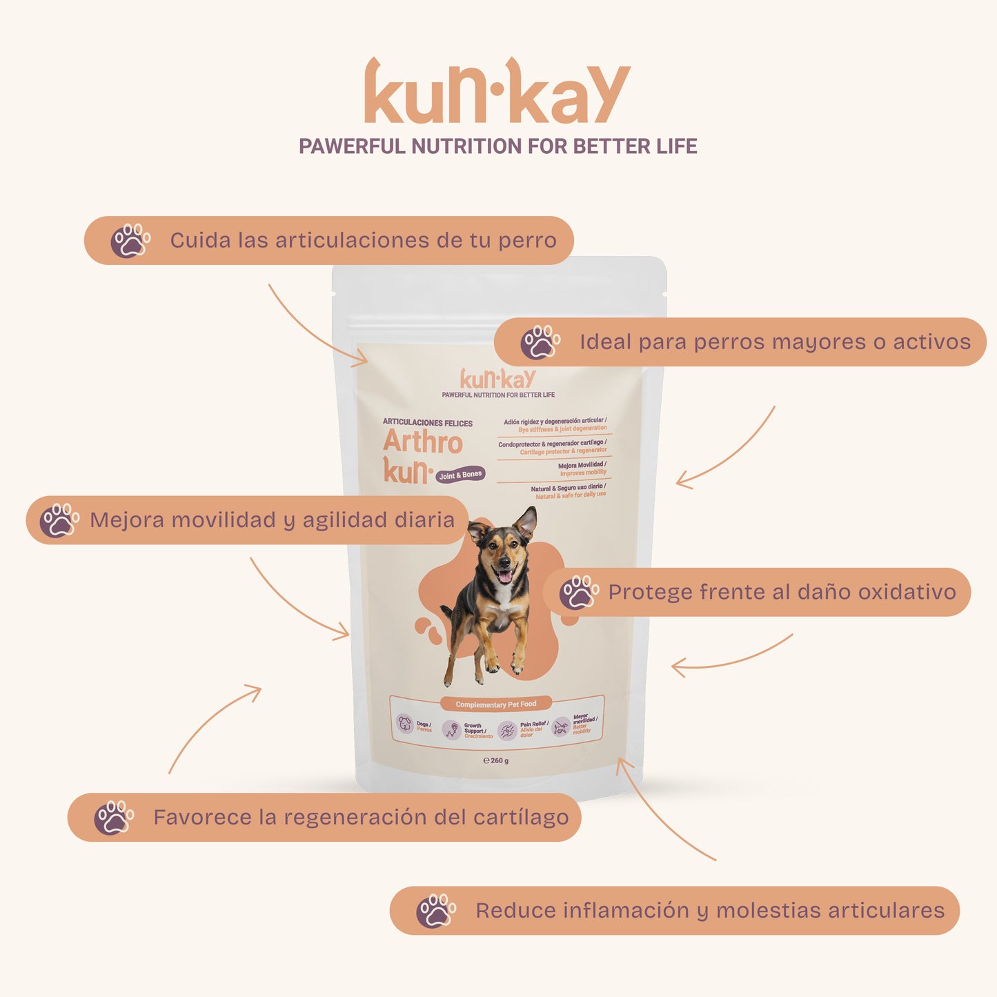 Arthrokun Chiens (260 g) Supplément pour la Santé Articulaire