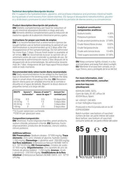 Enterokun Severe (Perros y Gatos – 85 g) Suplemento para la Diarrea Severa