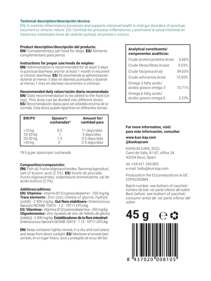 Enterokun Mild Chiens (45 g) Supplément pour leur Santé Intestinale