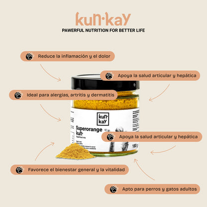 Superorangekun (Perros y Gatos - 180 g) Suplemento para la artritis, hepatitis, dermatitis