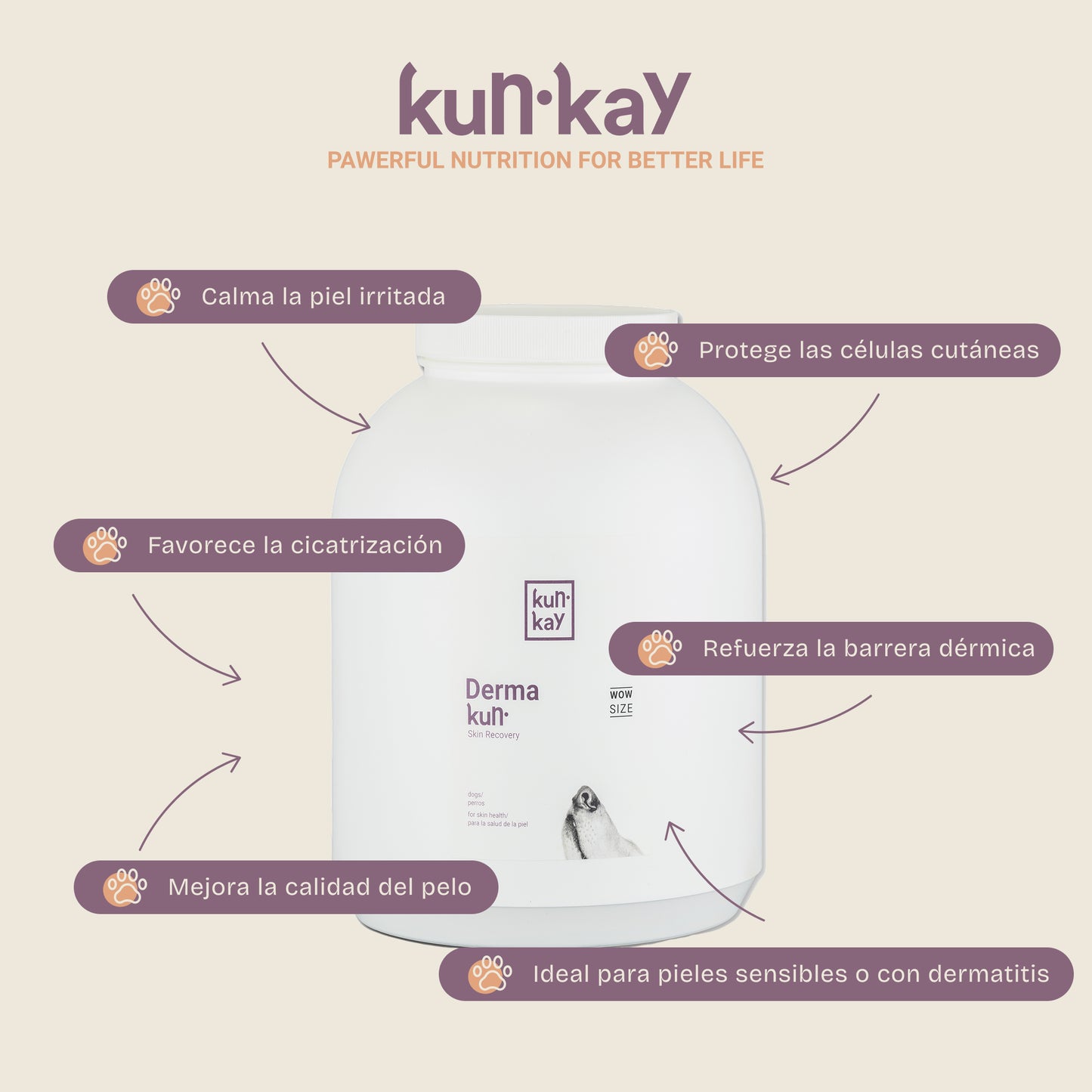 Dermakun WOW Perros (3 kg) Suplemento para piel y pelo