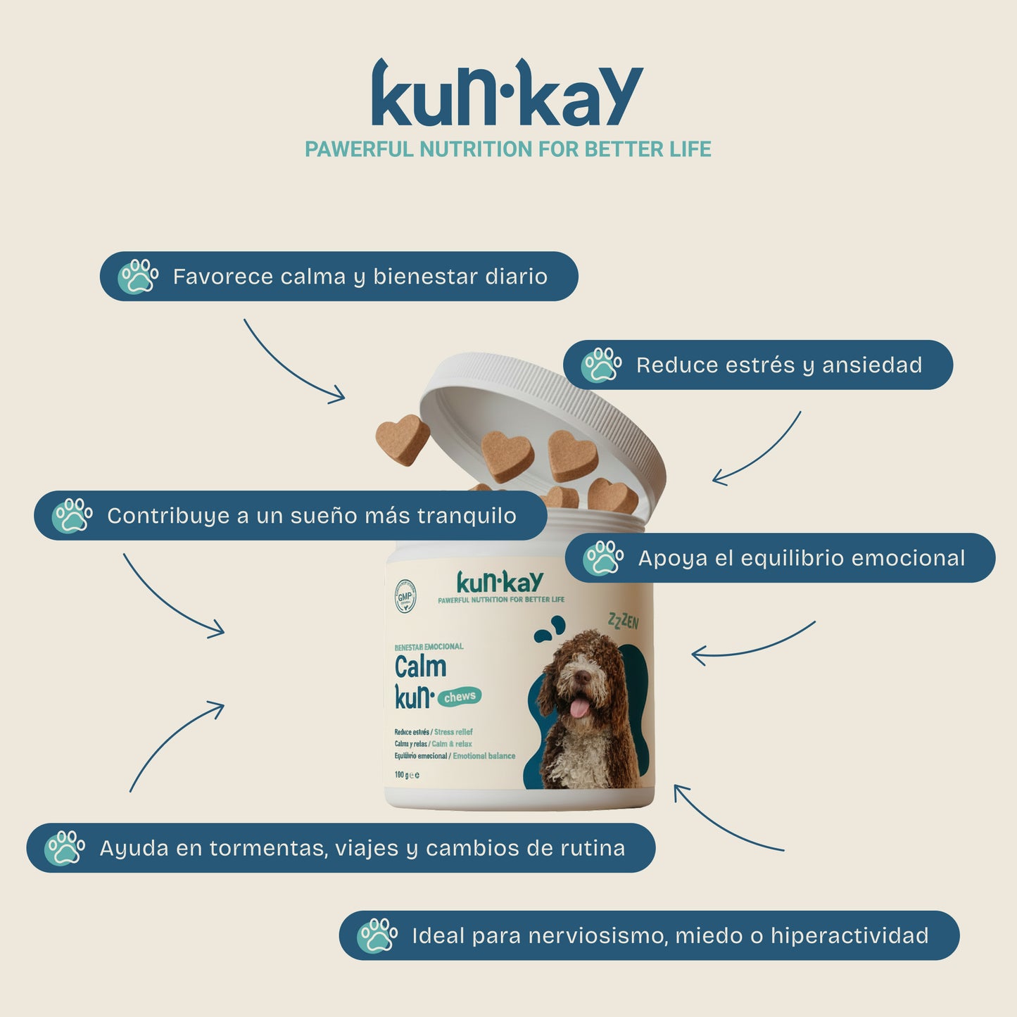 Calmkun Chews Perros - Suplemento Antiestrés y Ansiedad