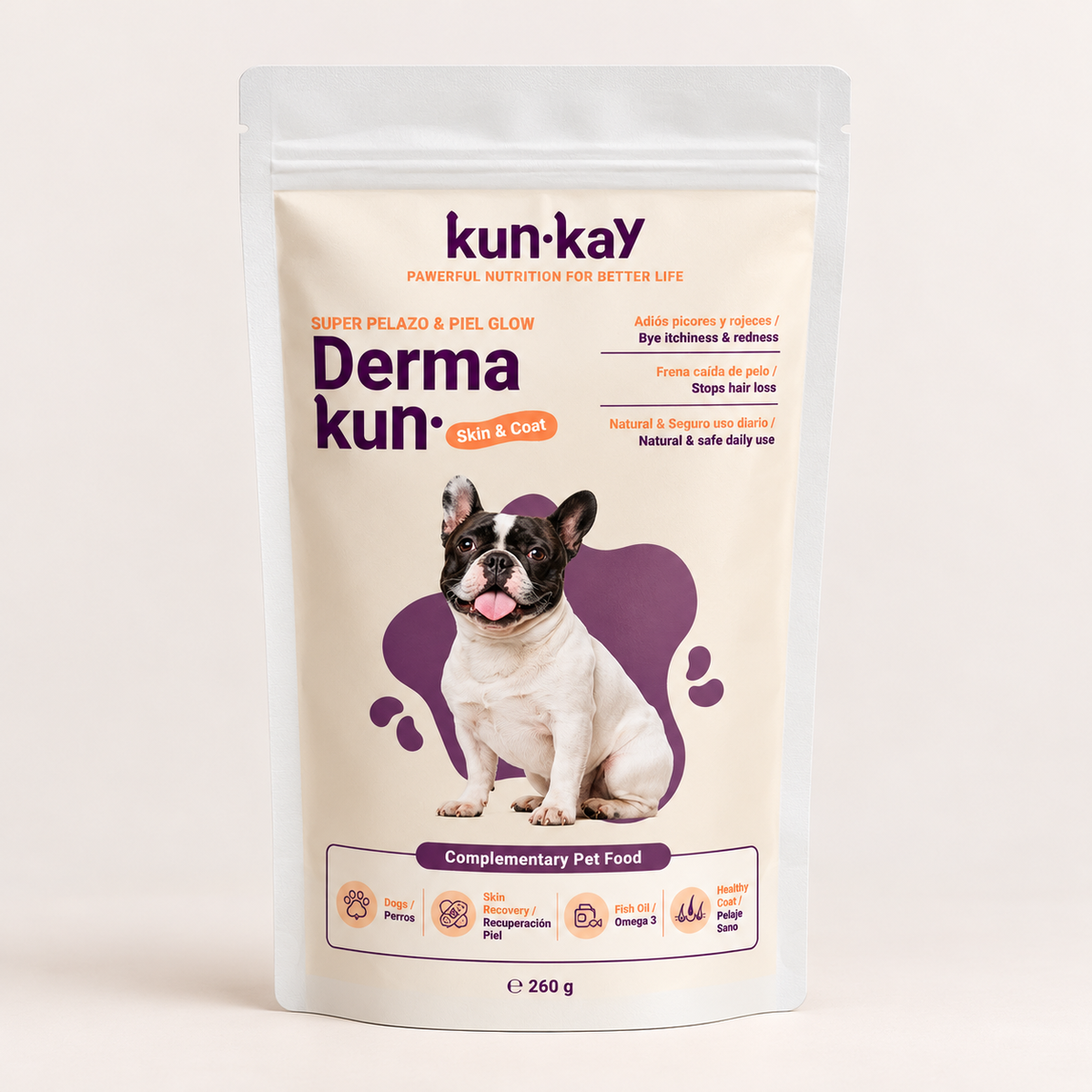 Dermakun Perros (260 g) Suplemento para cuidar la Piel y Pelo