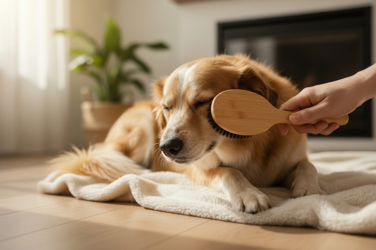 Cepillo cerdas suaves de bamboo ECO para perros y gatos