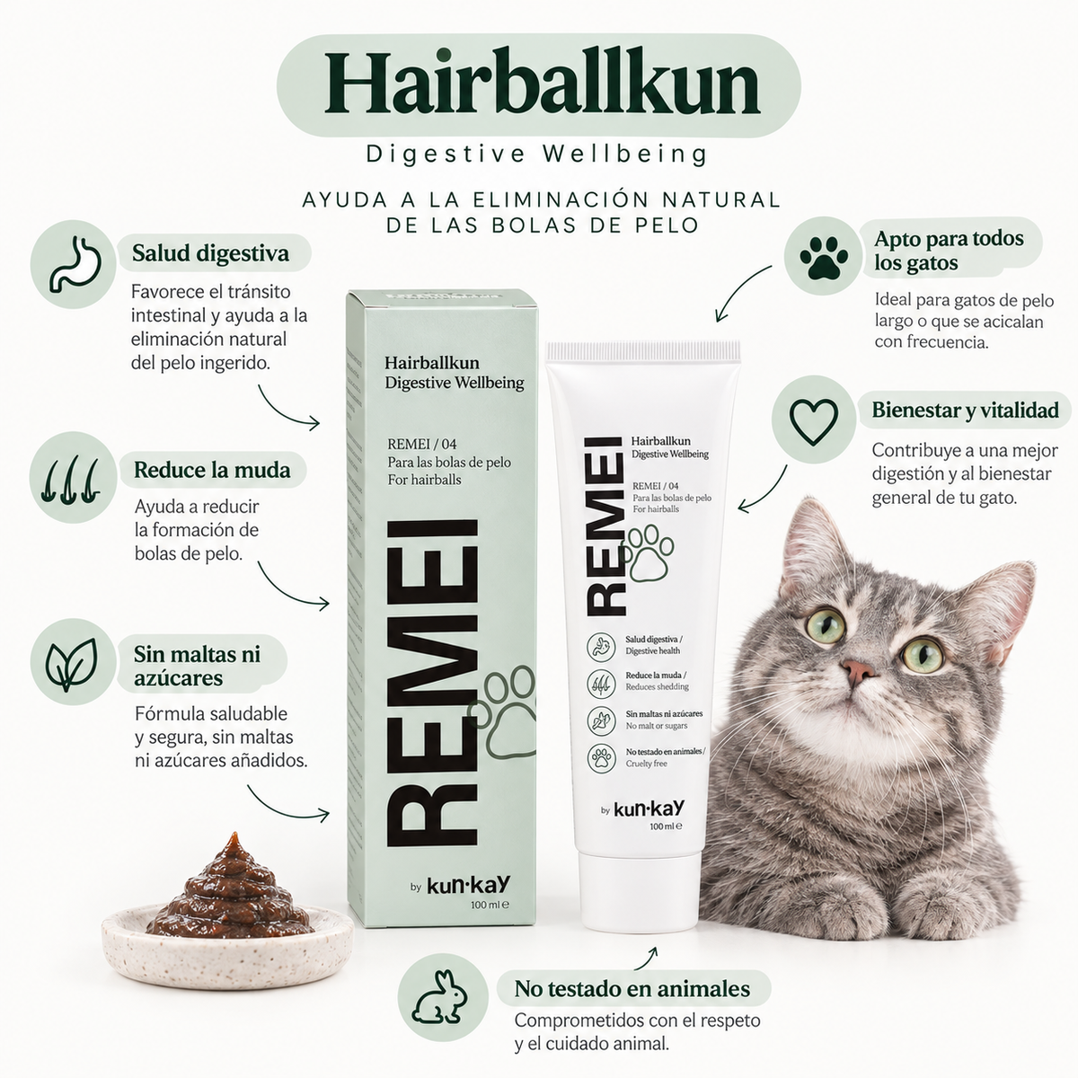 Hairballkun (Katten - 100 g) Supplement tegen haarballen