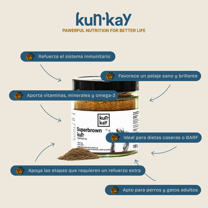Superbrownkun (Honden en Katten - 180 g) Natuurlijk supplement voor een volledige en evenwichtige voeding