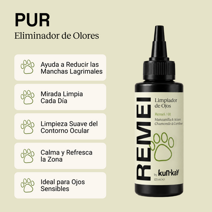 REMEI - Limpiador de Ojos con Manzanilla y Aciano para perros y gatos 125 ml