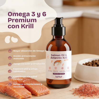 Óleo de salmão e krill Antártico