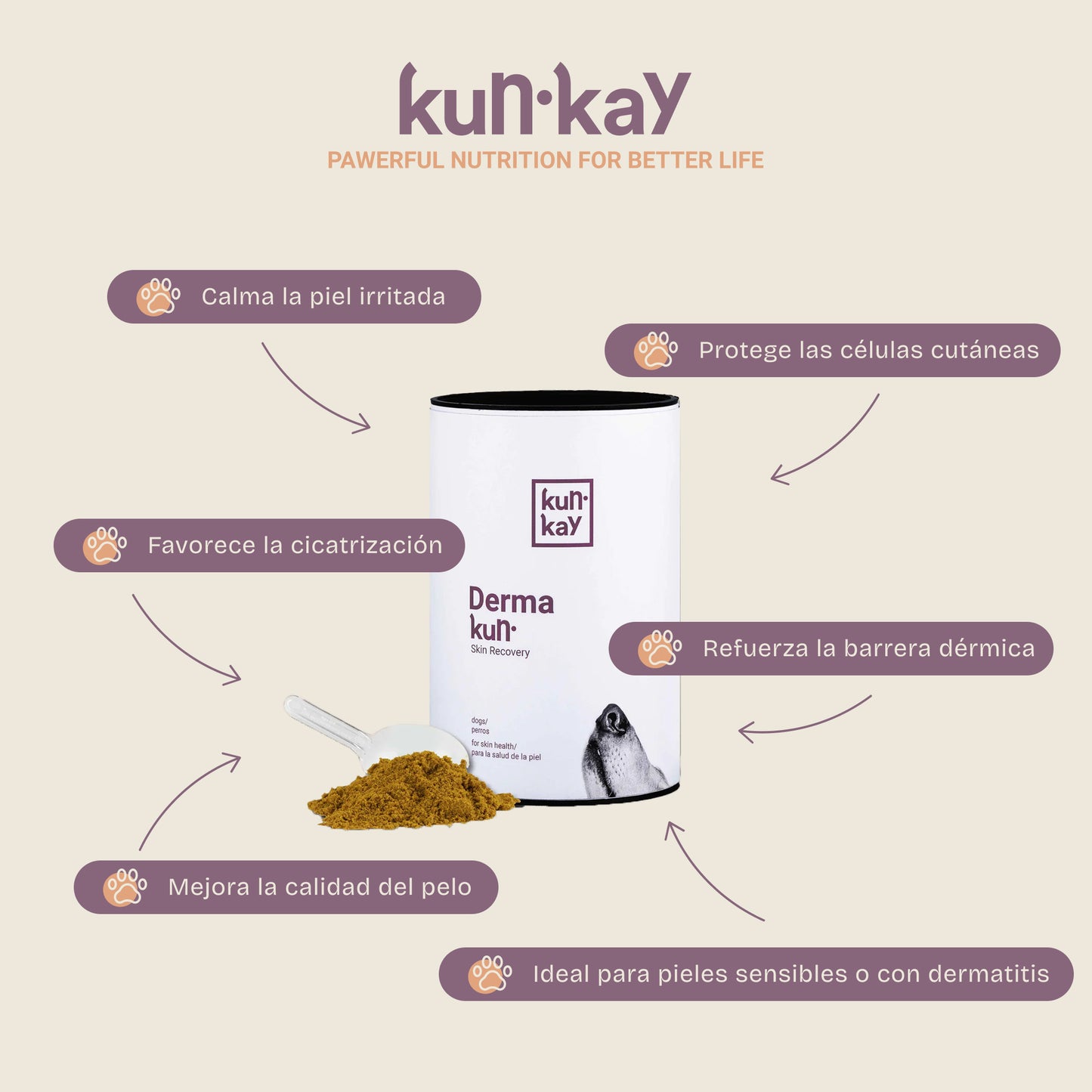 Dermakun Perros (260 g) Suplemento para cuidar la Piel y Pelo