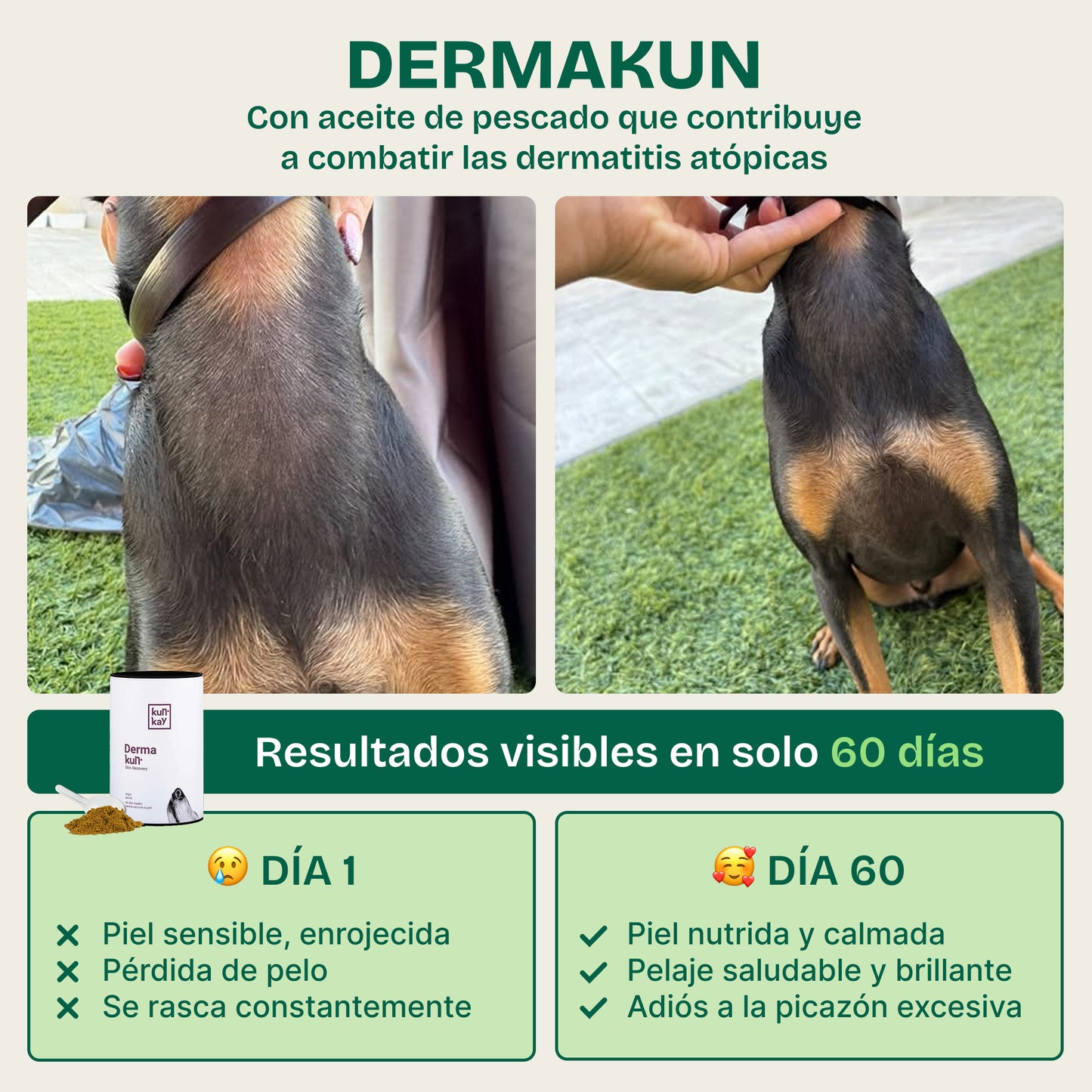 Dermakun Perros (260 g) Suplemento para cuidar la Piel y Pelo