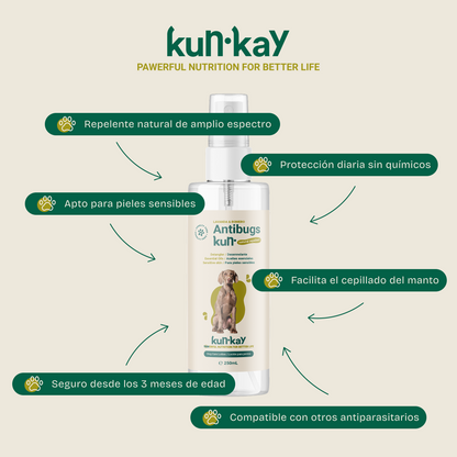 Antibugskun (Honden - 250 ml) Natuurlijke externe antiparasitaire lotion