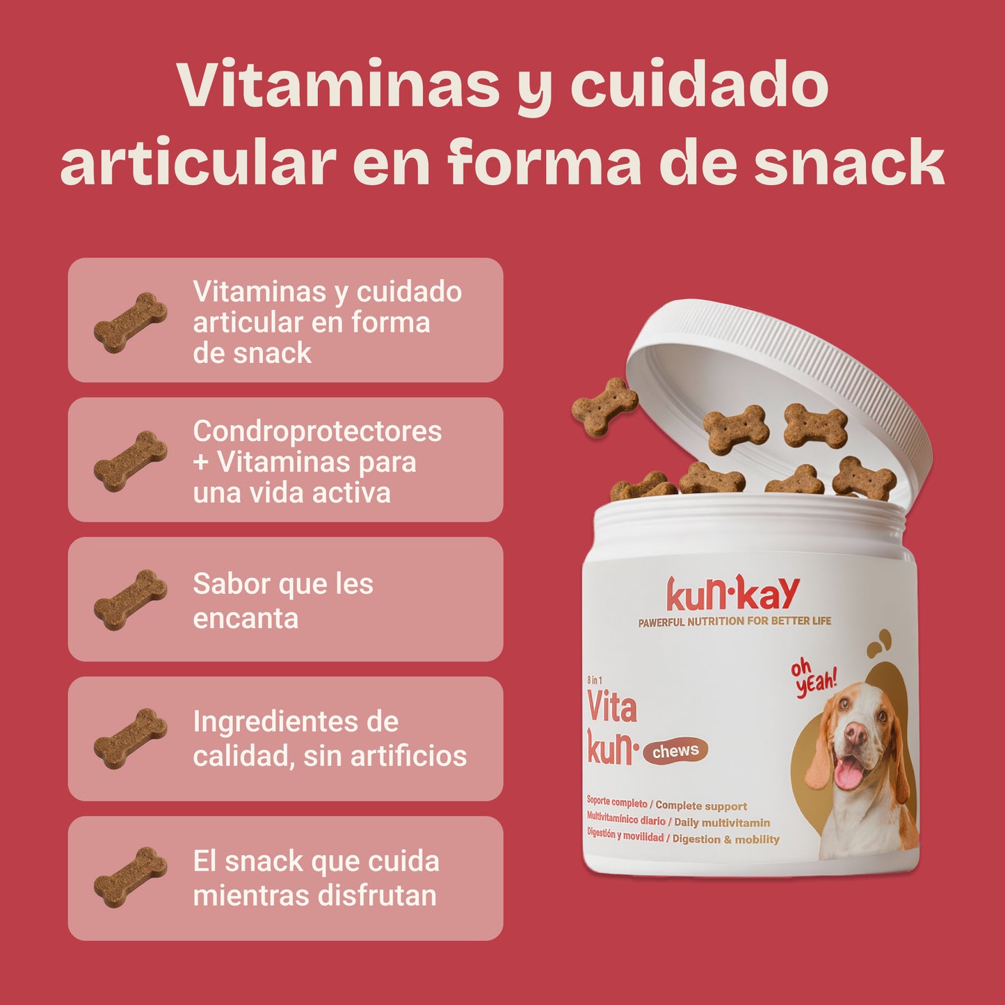 Vitakun Chews Chiens - Supplément nutritionnel avec vitamines et chondroprotecteurs