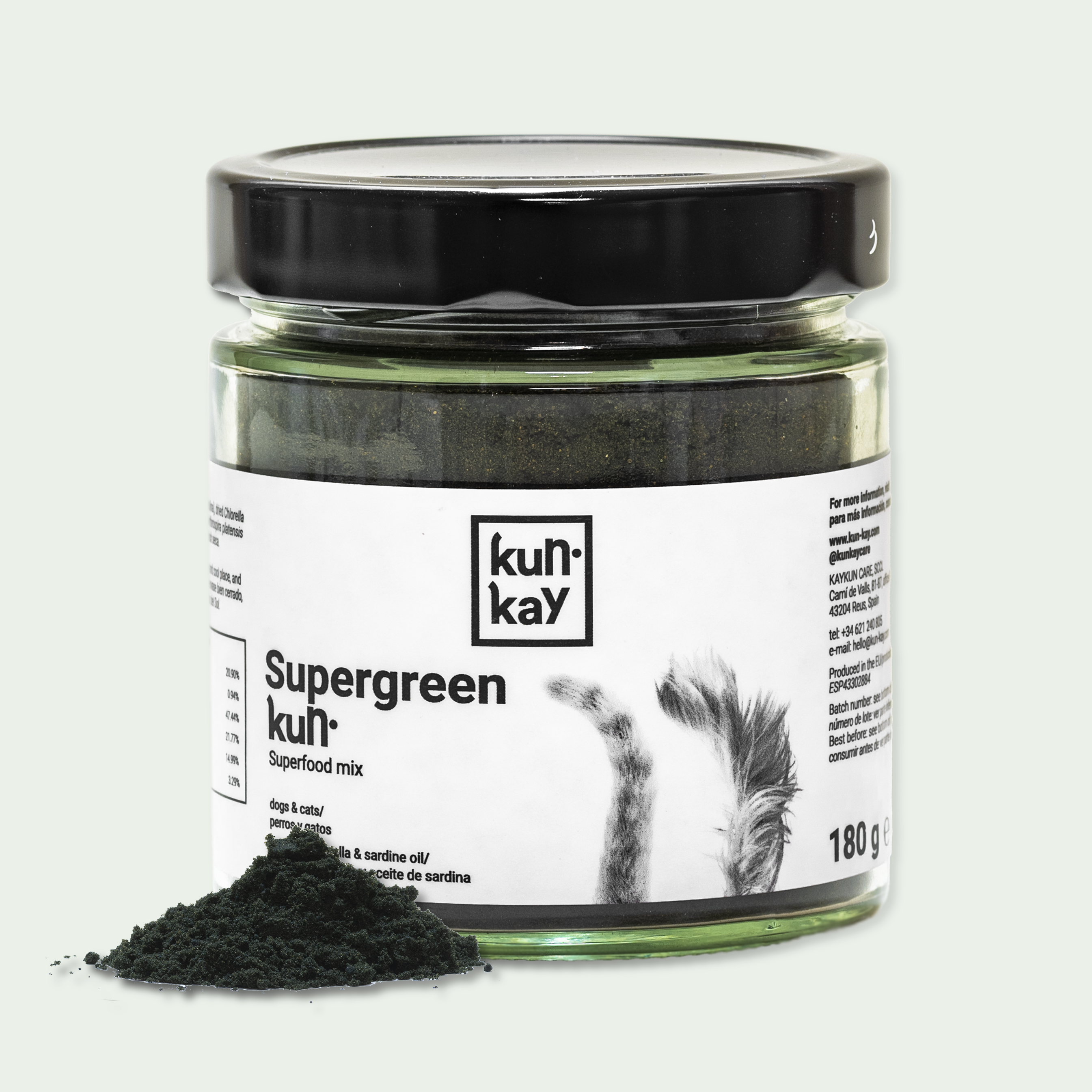 Supergreenkun (Perros y Gatos - 180 g) Suplemento Natural Detoxificante para perros y gatos