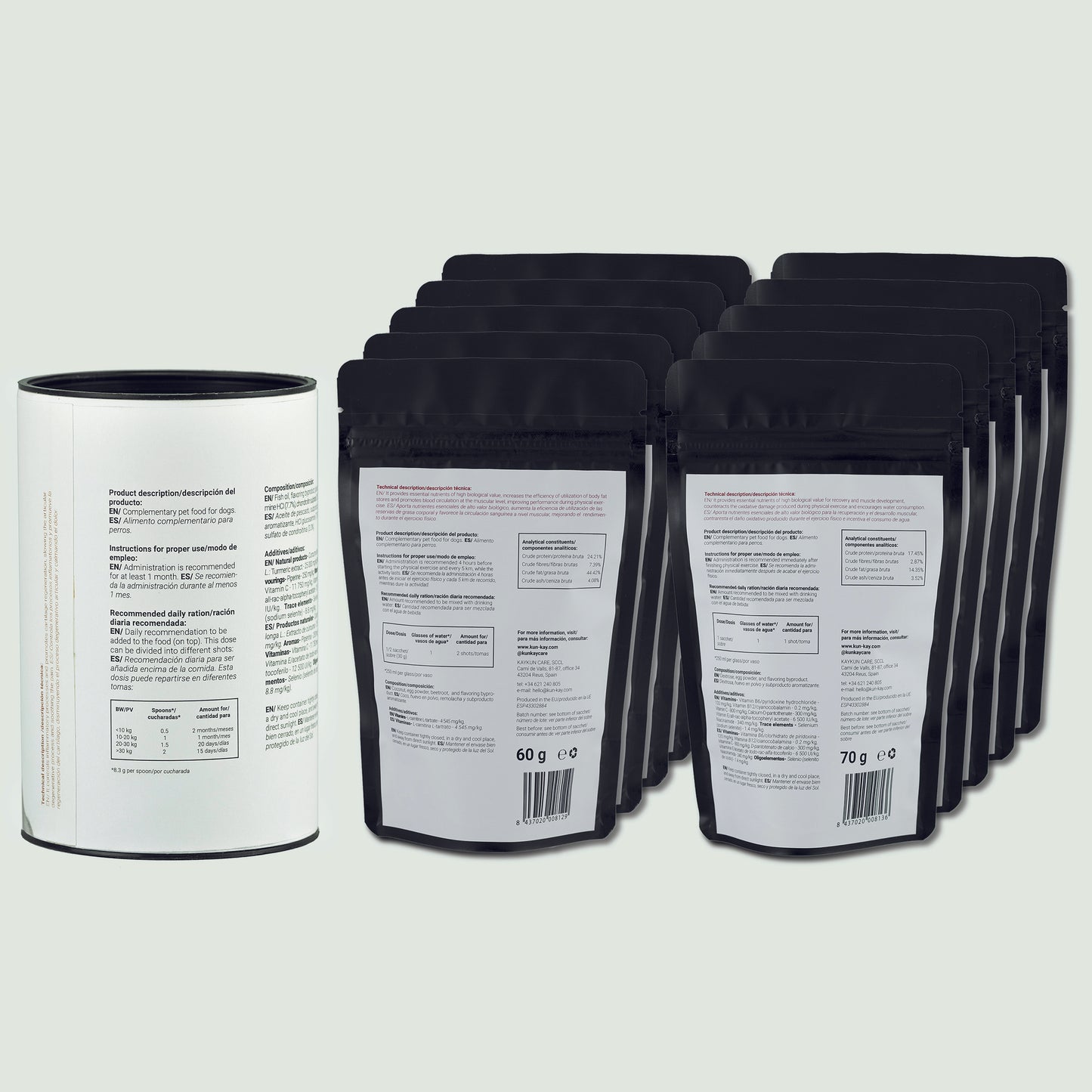 Pack de suplementos naturales para la actividad física de perros