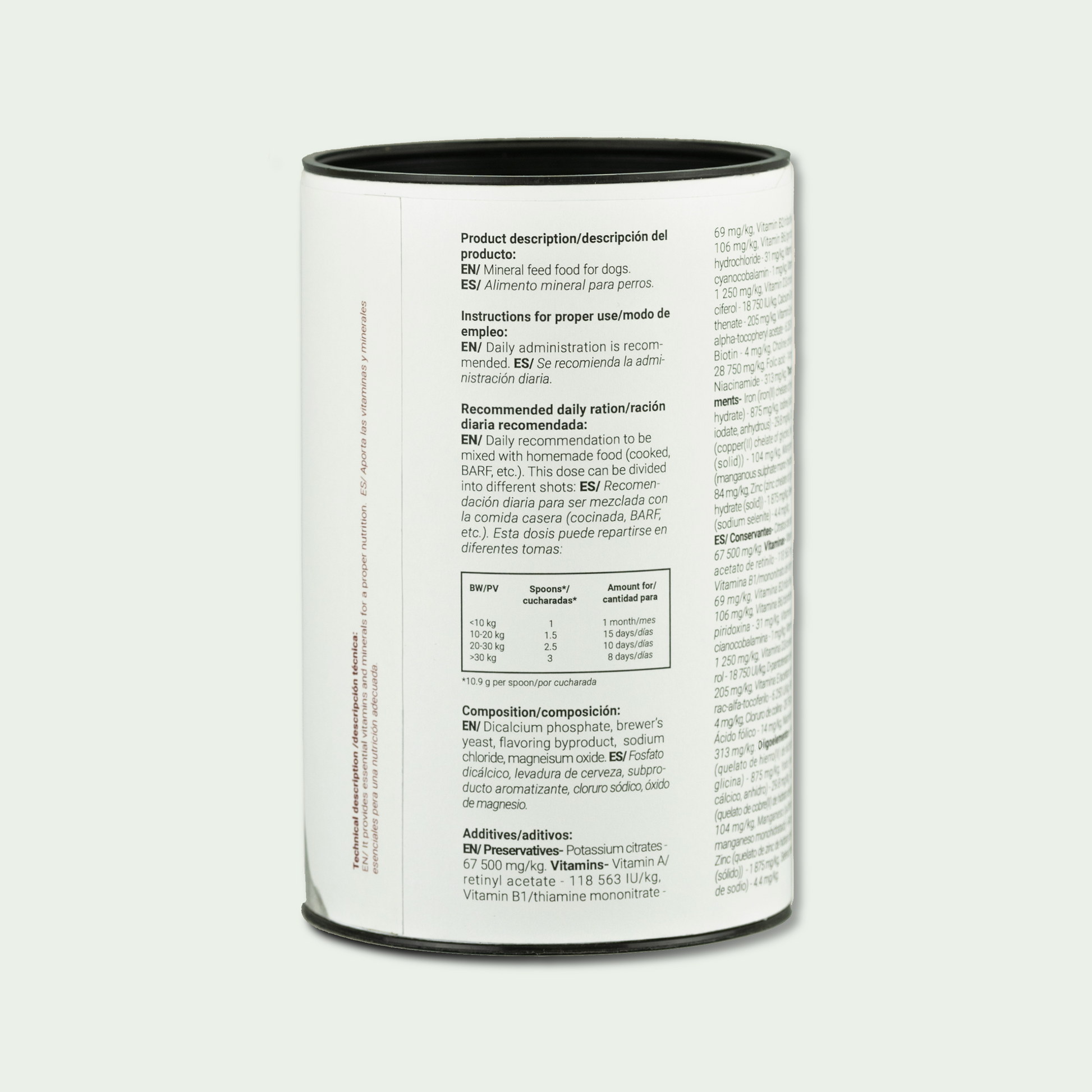Suplemento natural con vitaminas y minerales para perros